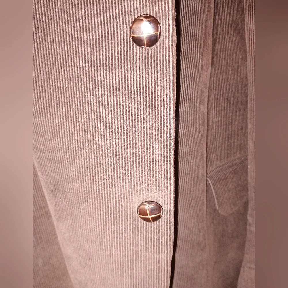 Dockers Blazer Mens 46R Corduroy Chocolate Brown Blazer Jacket Leather Buttons - Picture 5 of 13